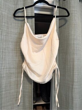 Petal & Pup Satin Cowl Neck Tank in Cream
